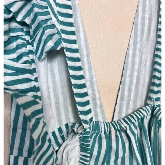 Oliphant Cross Back Mini Playa Green Dress Womens Size M Sleeveless Striped NWT - Picture 9 of 16